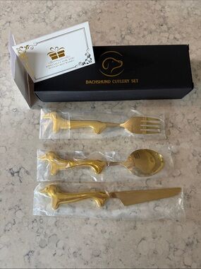 Dachshund‎ Cutlery 3 Piece Set Dog Lover Gift Fork Spoon Novelty Flatware